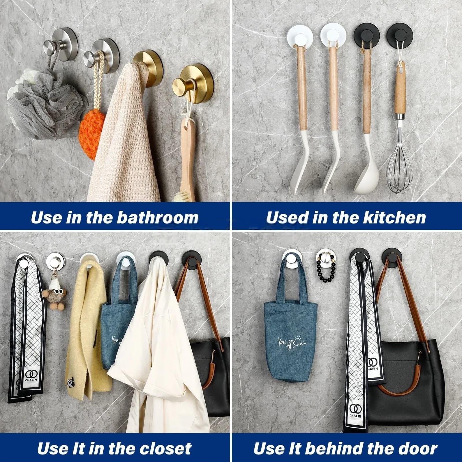 Vacuum Suction Cup Hooks Punch Free Bath Sucker Hook Wall Hook Hanger Glass Kitchen Bathroom Hooks for Towel Handbag